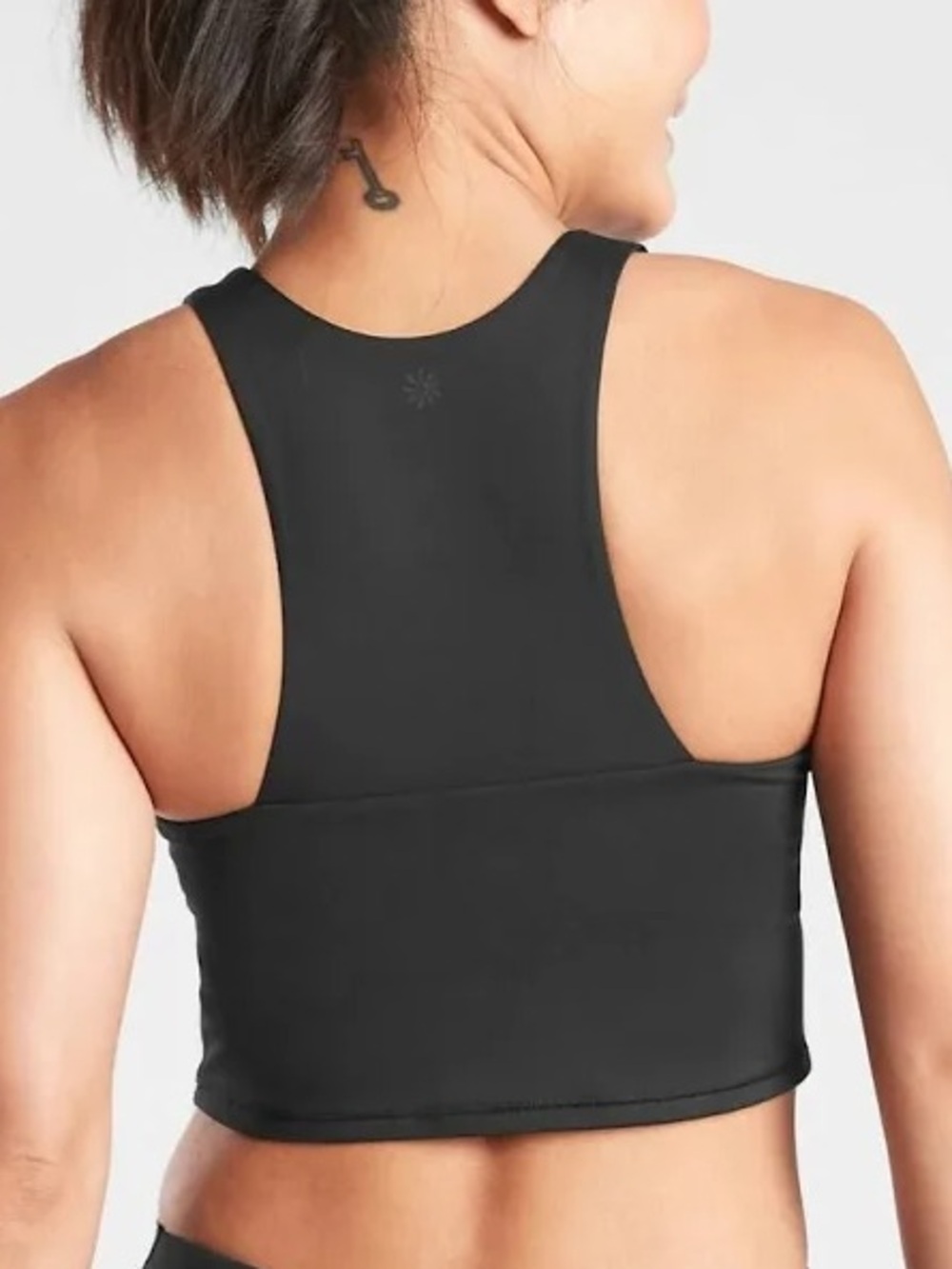 Athleta Ultimate Racerback Crop Tank In Supersonic A-C Black XS Longline